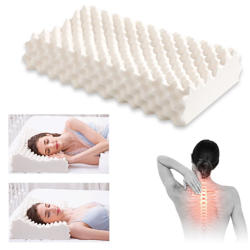 Orthopedic Latex Massage Pillow Pure Natural Thailand Original Neck Sleep Pillows Protect Vertebrae Health Care Cervical Pillow