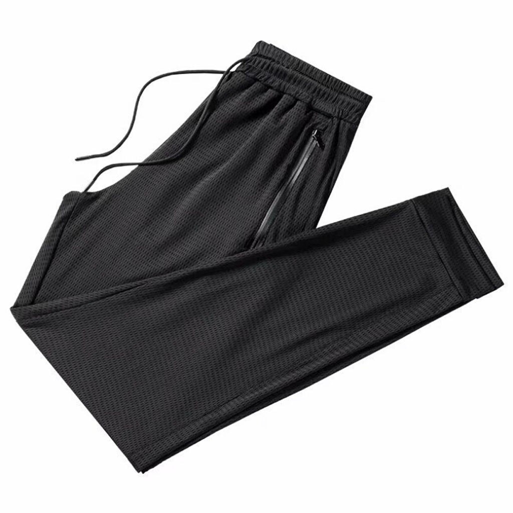 Mannen Sport Casual Broek Hollow Zomer Dunne Losse Airconditioning Negen Punt Broek Vastgebonden Been Broek Grote Maat m-5XL