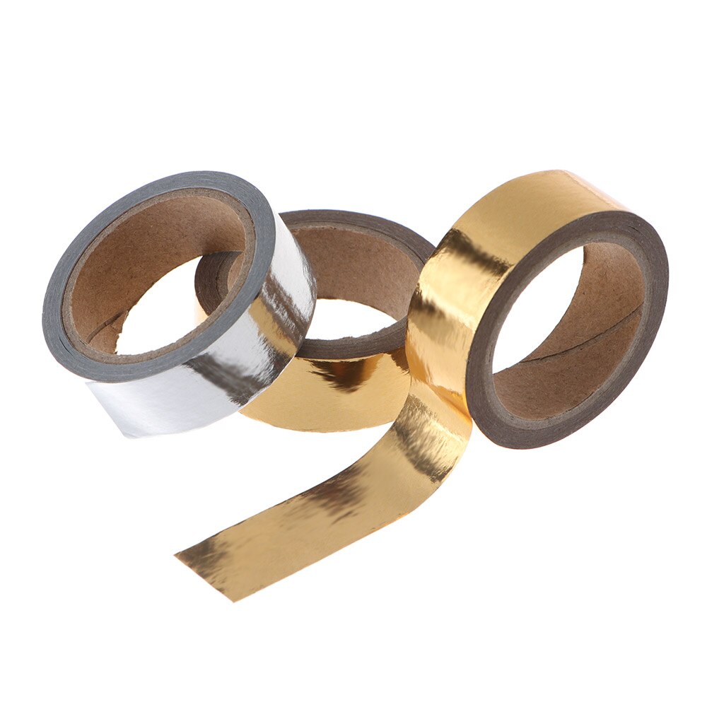 1 rollo de cinta adhesiva para manualidades, color oro y plata, cinta adhesiva para álbum de recortes, papelería, cinta decorativa para diario de Navidad