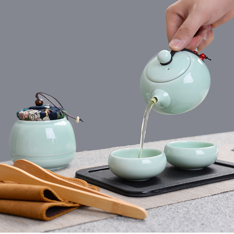 1set Japanese-style Ceramic Tea Set Portable Travel Teacups Travel Portable Porcelain Teaware Household Hone Office Drinkware