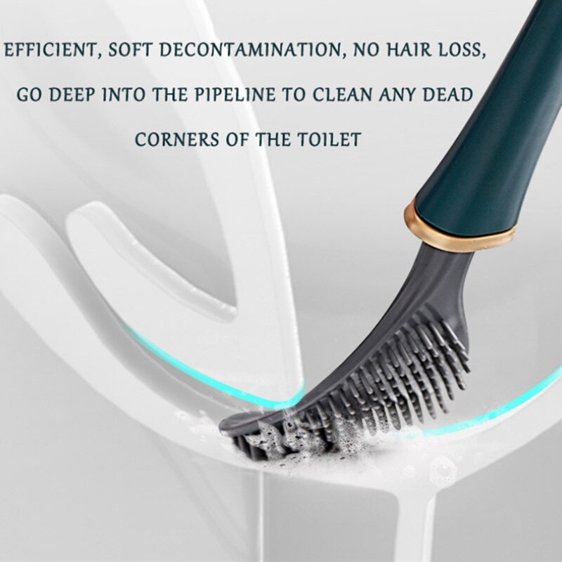 Silicone Toilet Brush Wall-mounted Automatic Opening And Closing Bathroom Cleaning Brush Set No Dead Corner Cleaning Tools