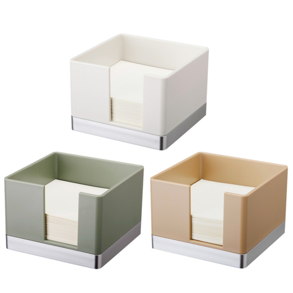 Simple Memo Holder Self-Stick Notepad Notes Cube Dispenser Case 3.5x3.5 Inch with Silver Base for Office Home Desk Organizers