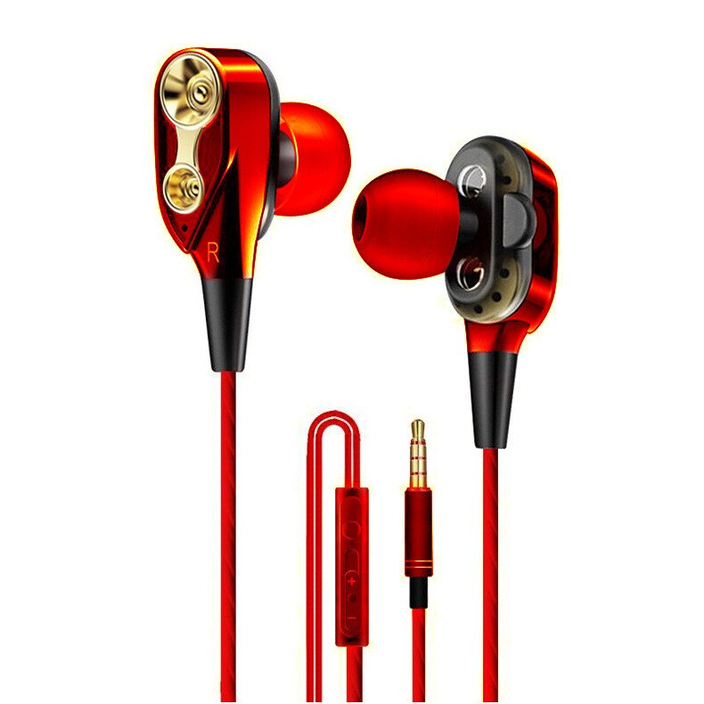 Bedrade Oortelefoon Hoge Bass Dual Drive Stereo In-Ear Oortelefoon 3.5Mm Type C Met Microfoon Computer Oordopjes: Rood