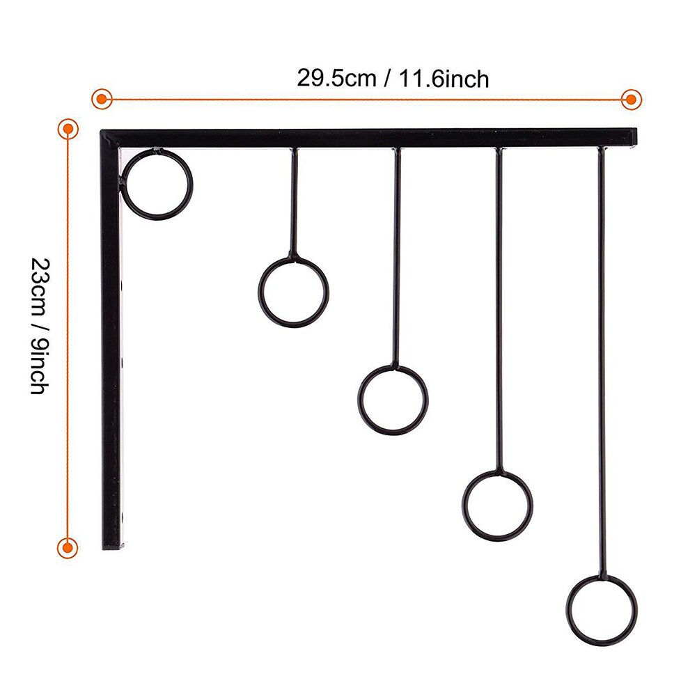 Clothes Hanger Wall Mounted Garment Racks 5 Ring Hanger Clothing Organizers Clothing Display Stand K888: Black 1pcs