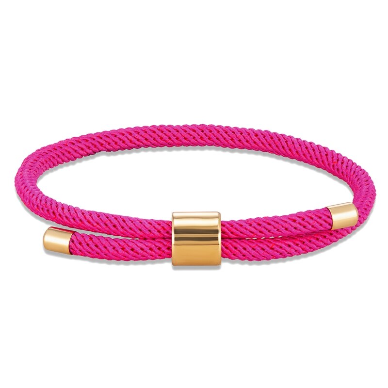 Mkendn Minimalistische Waterdichte Milan Touw Armband Rode Verstelbare Enkelband Mannen Vrouwen Handgemaakte Draad Paar Lucky Strand Sieraden: Rose red