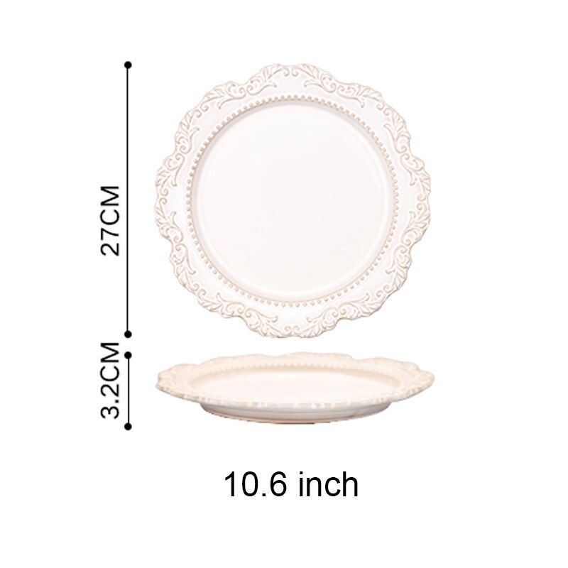 European Tableware Western Dinner Plates Soup Bowl Ceramic Dinner Plate French Baroque Retro Embossed Palace Style Plates: style03