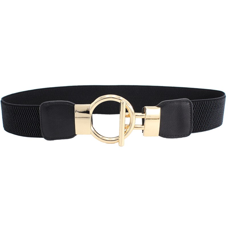 Brett midjebälte dam elastisk korsett midja metallspänne casual midjeband stretch kvinnor klänning bältestillbehör