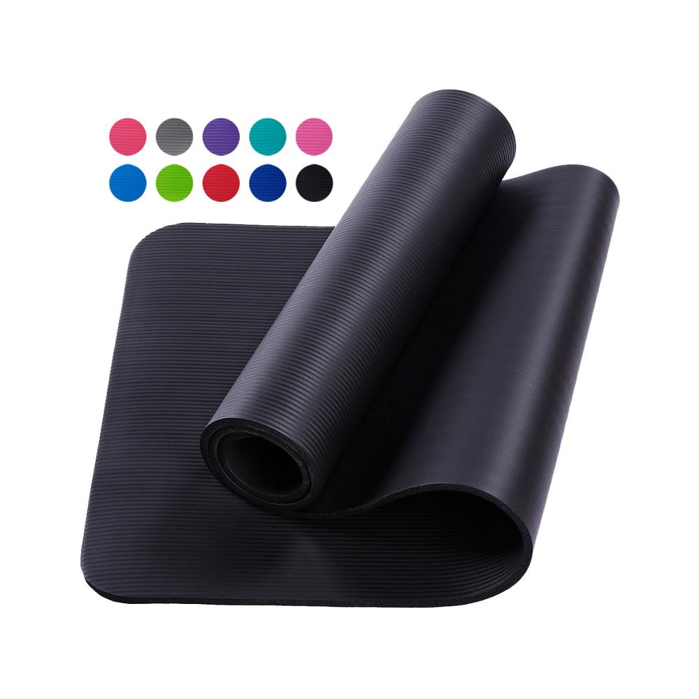 183*61*1cm yogamåtter med kropslinje tykke yoga pilatesmåtter gymnastikbalancepuder fitnessmåtter skridsikre dansepuder: Sort