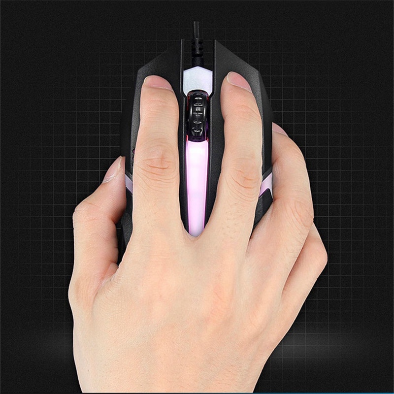 LED Light 4 Button Wired Gaming Mouse 1600DPI Optical USB Ergonomic Colorful Light Mice Mouse for PC Computer Notebook