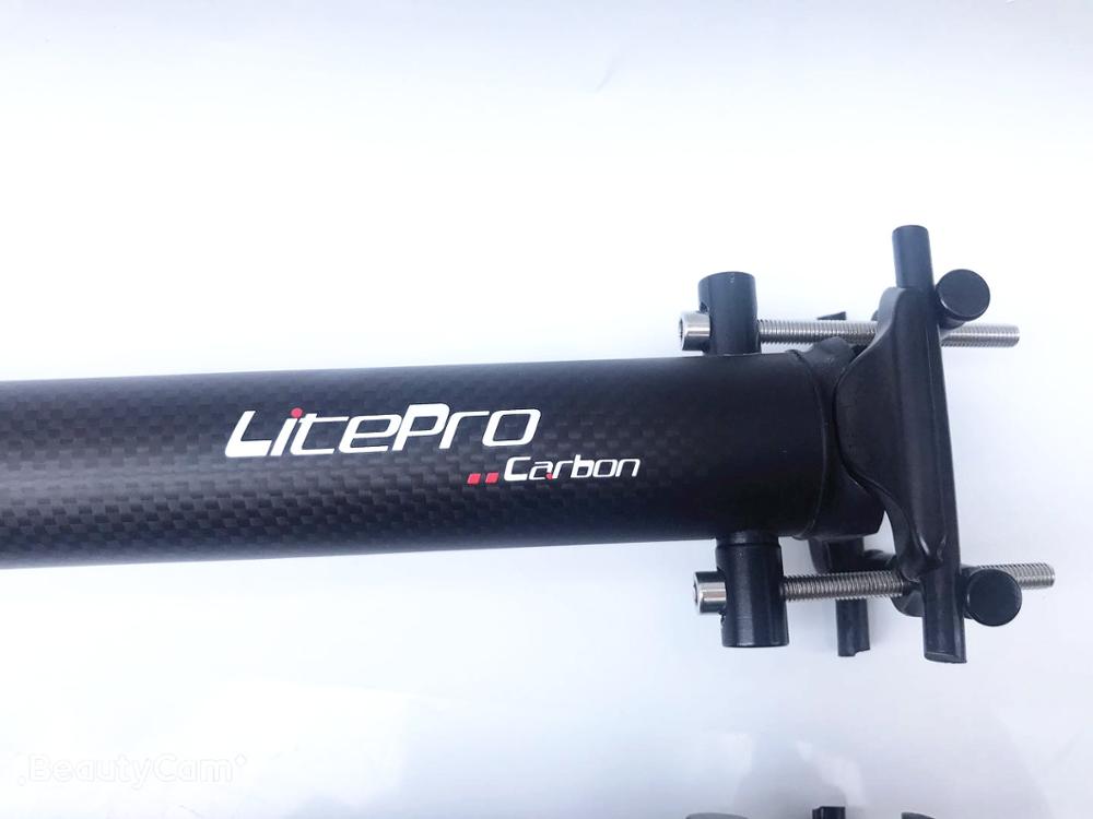 LITEPRO Carbon Fiber Seat Post 33.9mm * 580mm 412 Folding Bike Seat Tube Carbon Fiber Ultralight Seat Rod: Matte black