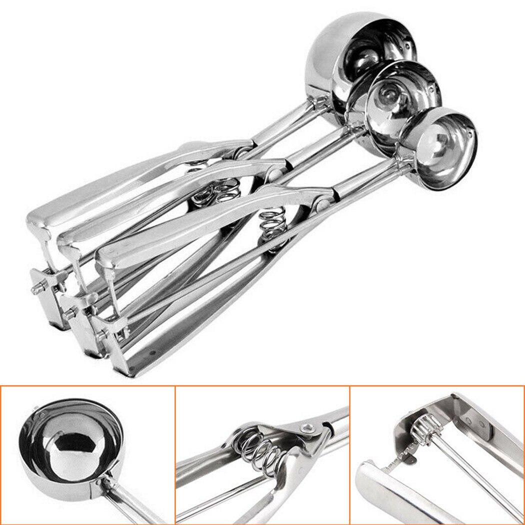 Portable Ice Cream Scoop Mash Potato Stainless Steel Food Spoons 4/5/6cm