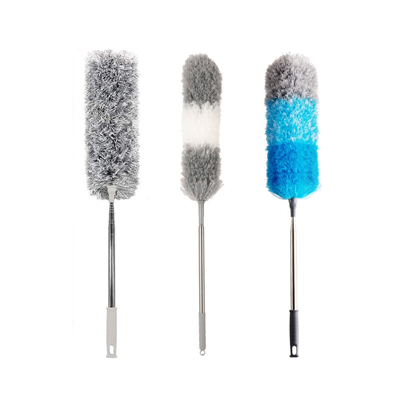 Microfiber Feather Duster with Extendable Pole, 96" Telescoping Cobweb Duster for Cleaning, Bendable Head,Washable Duster: A B C