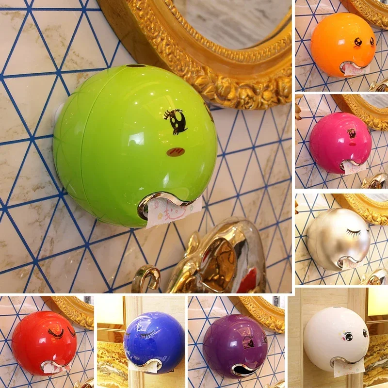Wall Mounted Roll Paper Holder, Waterproof Paper Towel Holder for Kitchen Bathroom Toilet, Spherical Tissue Boxes,