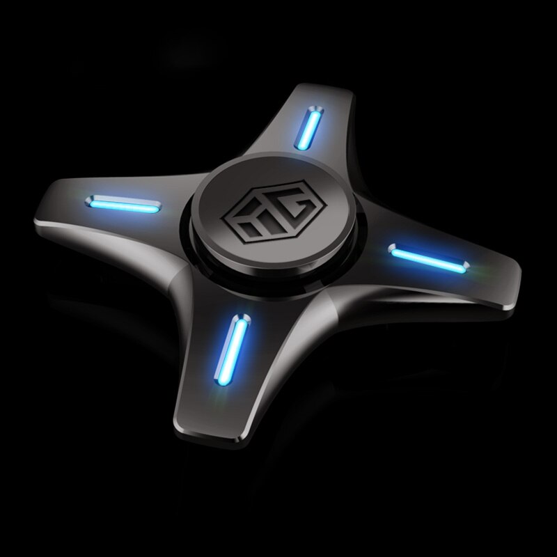 YUC Light Up Hand Spinner Glow In Dark Finger Toys luminoso Fidget Spinner R188 cuscinetto ad alta velocità Led Desk giocattoli antistress: Black