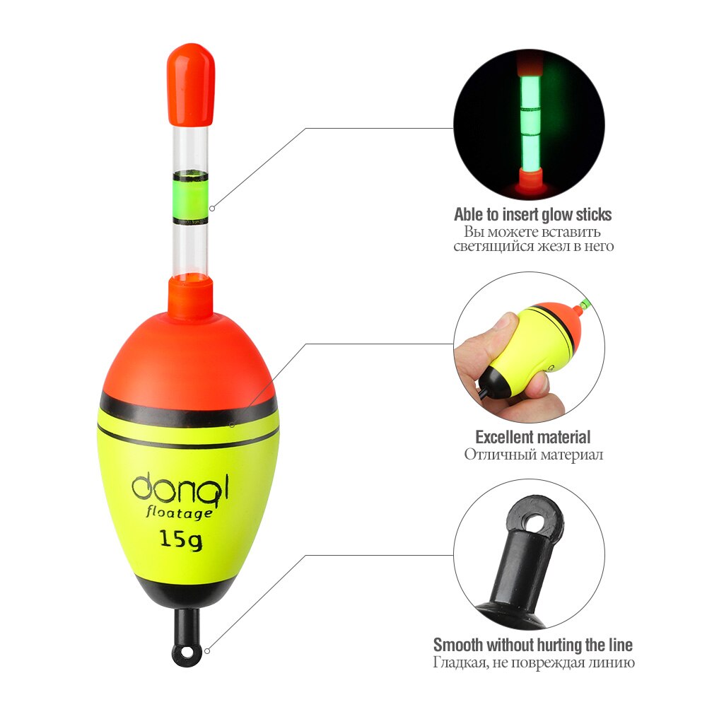 DONQL EVA Night Fishing Float Luminous Glowing Buoy 1pcs Floating Force 5g-50g with Fluorescent Light Stick Fishing Tools