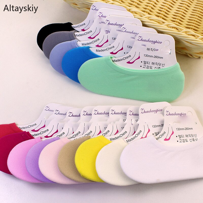 Sokketøfler kvinner fast usynlig silikon anti-skli sommer pustende tøyelig deodorant dame myk tynn enkel