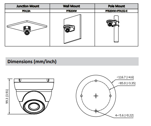 Dahua 4K HDCVI IR Eyeball Camera Smart IR 30m IP67 Indoor and Outdoor DC12V Security Camera HAC-HDW1801M HDCVI Camera