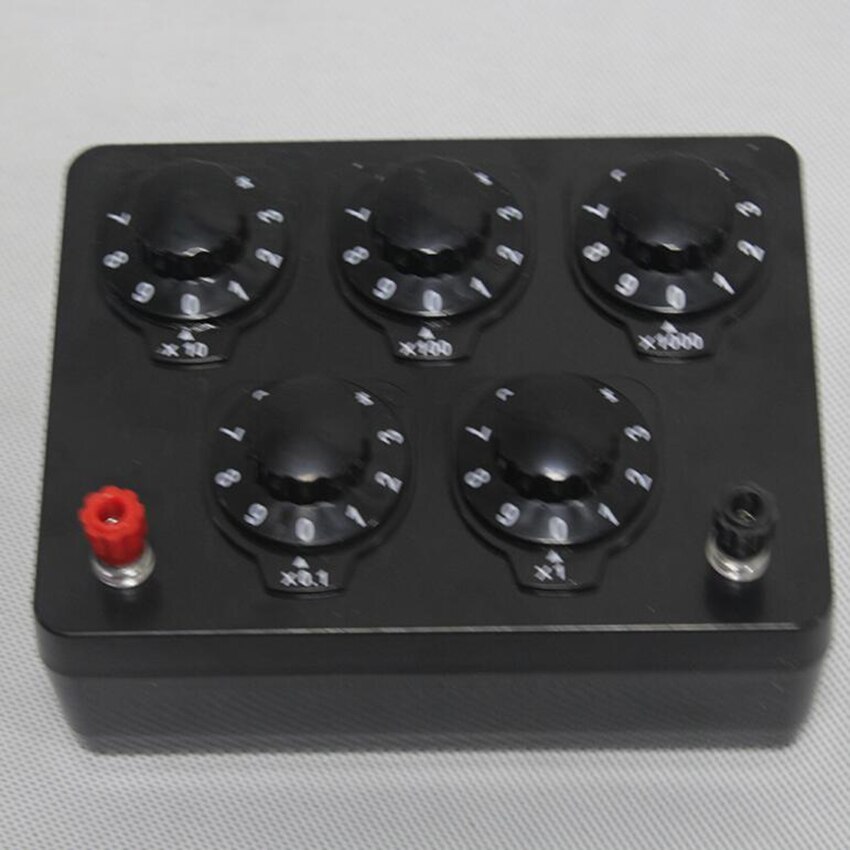 Caja de resistencia Variable de 0-9999 Ohm caja de sustitución de resistencia Reóstato para experimentos de física de cinco velocidades para enseñanza en laboratorio