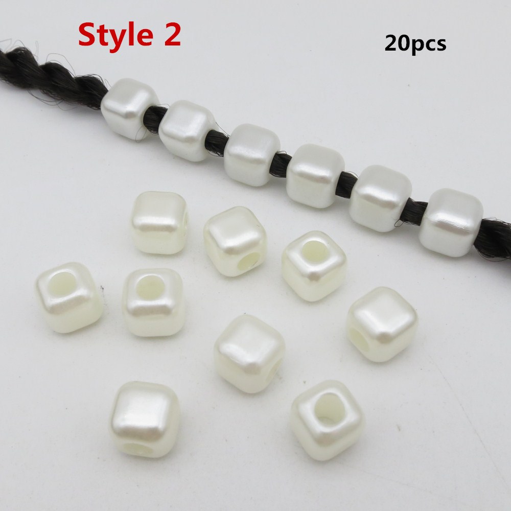 20pcs/pack Crochet Braids Pearl White kids girls women Hair braid Dreadlock Beads rings tube hair Accessories: 20pcs Style 2
