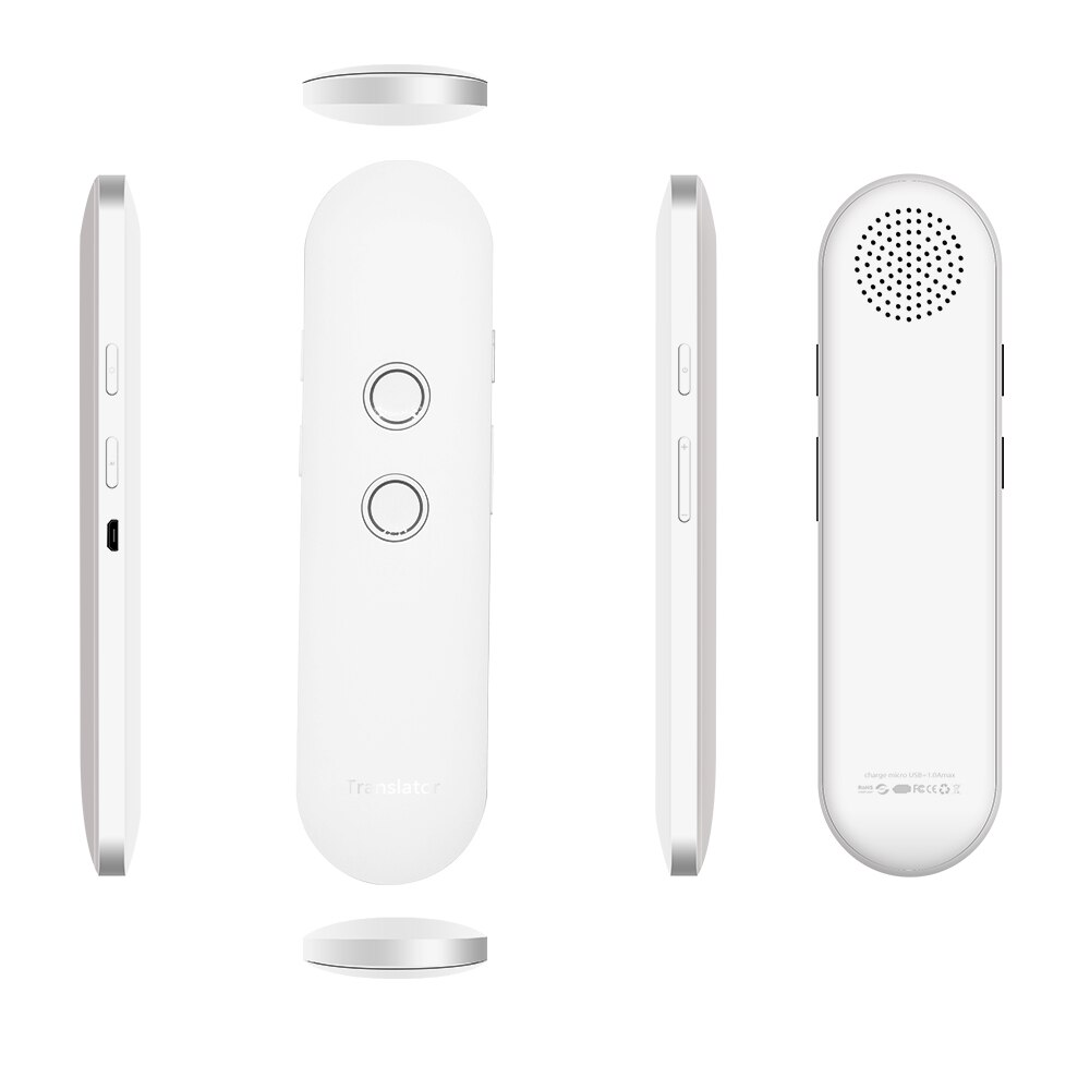 T4 Draagbare Voice Vertaler Instant Real-Time Twee Manier Bluetooth Tradutor 42 Talen Vertaling Voor Business Travelling: WHITE