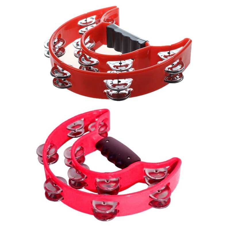 10in Double Row Tambourine, Adjustable Percussion Jingles Tambourine,Hand Instrument Tambourines For Party PerformanceRed Hand M Bell Musical KTV (Blue