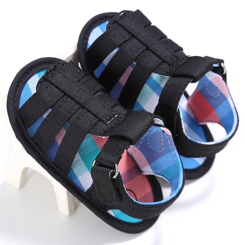 Infant Newborn Baby Boys Soft Sole Sandals Toddlers Summer Canvas Sandal Shoes Cute Baby Boys Shoes 0-18Months: Black / 0-6 Months