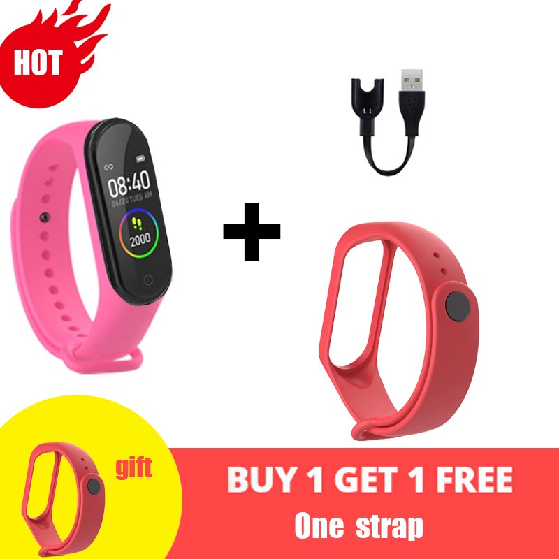 Reloj inteligente M4 para mujer, pulsera deportiva con pantalla LED, rastreador de Fitness, Bluetooth, resistente al agua, digital: 1