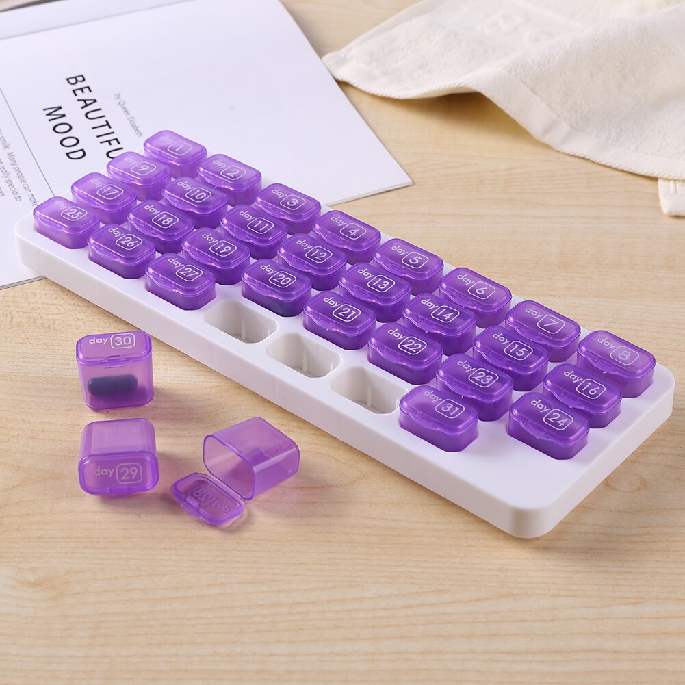 31 Grids Pill Box Case One Month Pill Medicine Dispenser Tablet Container Organizer Travel Pill Case Storage Box