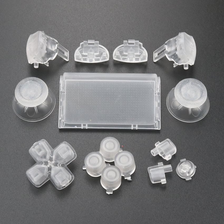 YuXi Full Set Joysticks Dpad R1 L1 R2 L2 Direction Key ABXY Buttons jds 040 jds-040 For Sony PS4 Pro Slim Controller: Clear