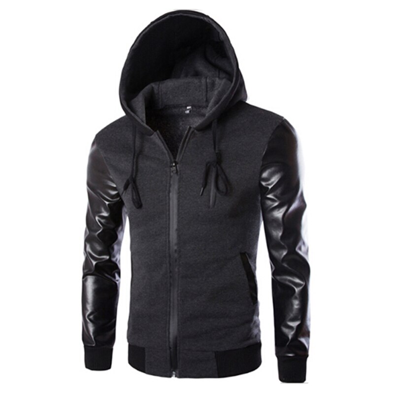 Wintermotor Jas Voor Heren: Mode Lederen Jas Met Kap, Vintage Vaste Kleur, Dik Warme Jas Voor De Winter Van 49,99 € | DHgate