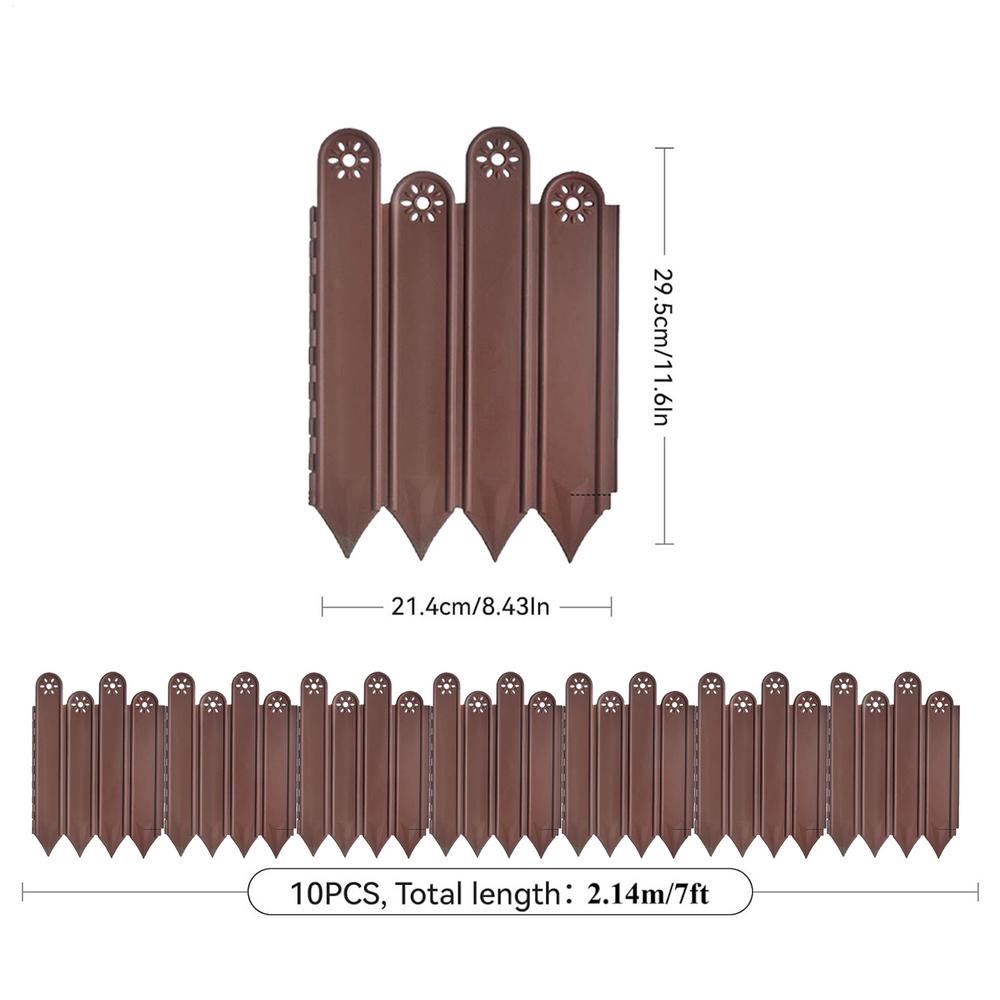 Bordure de jardin, paquet de 10 outils d'aménagement paysager, barrière animale, garniture décorative de clôture de jardin pour cour et pelouse: Marron