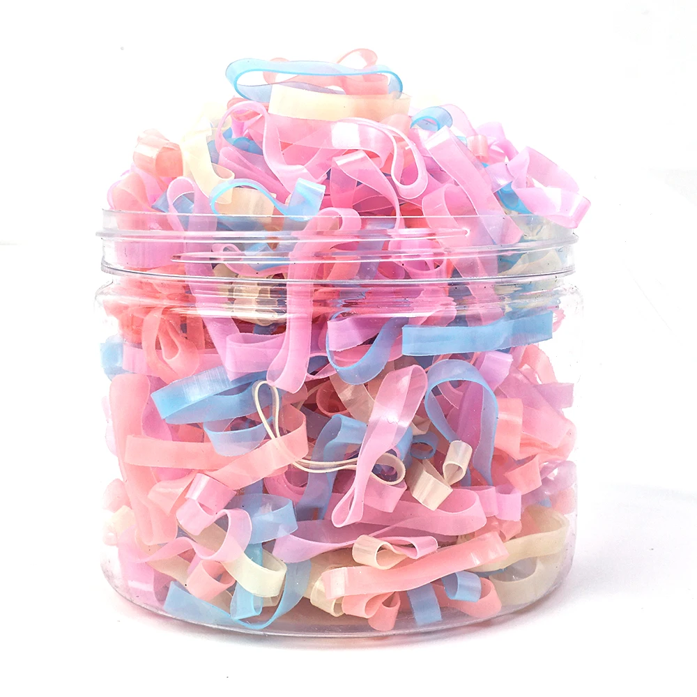 500 unids/caja de bandas de goma desechables gruesas de alta elasticidad, soporte para coleta para niñas, lazos para el cabello, banda para el cabello colorida, accesorios para el cabello