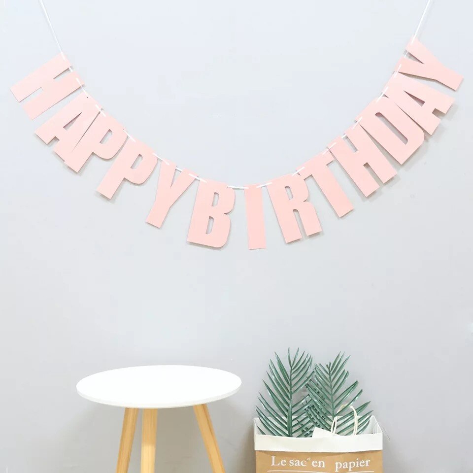 Happy Birthday Banner Bunting paper Birthday Party Hanging Garland Banner Baby Shower Decoration: Dark Khaki