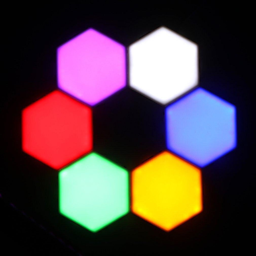 1 Uds. Lámpara LED Quantum, lámpara Modular sensible al tacto, lámpara Hexagonal de noche, lámpara de pared, lámpara Hexagonal, luz de pared