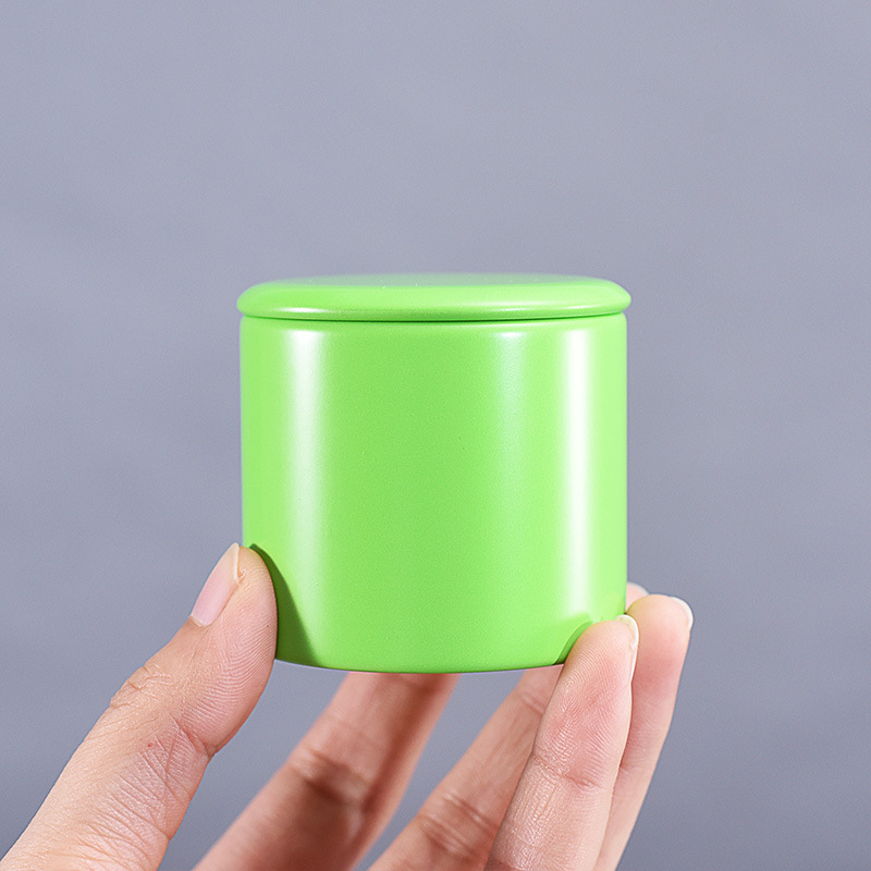 Small Metal Sealed Tea Box Caddy Round Tinplate Portable Travel Universal Tea Container Tea Coffee Spices Sugar Storage Jars: Style 3