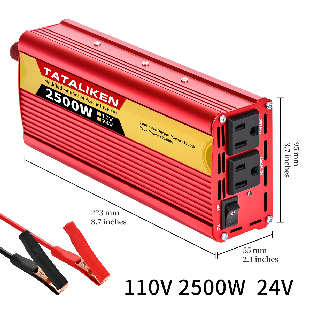Inverter 12v, 24V 600W 1500W 2000W 2500W, portable vehicle-mounted household converter, universal socket, auto accessories