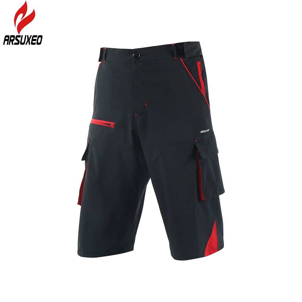 Arsuxeo sykkelshorts til menn utendørs sport menn sykkel utforbakke mtb shorts terrengsykkel shorts med glidelåslommer