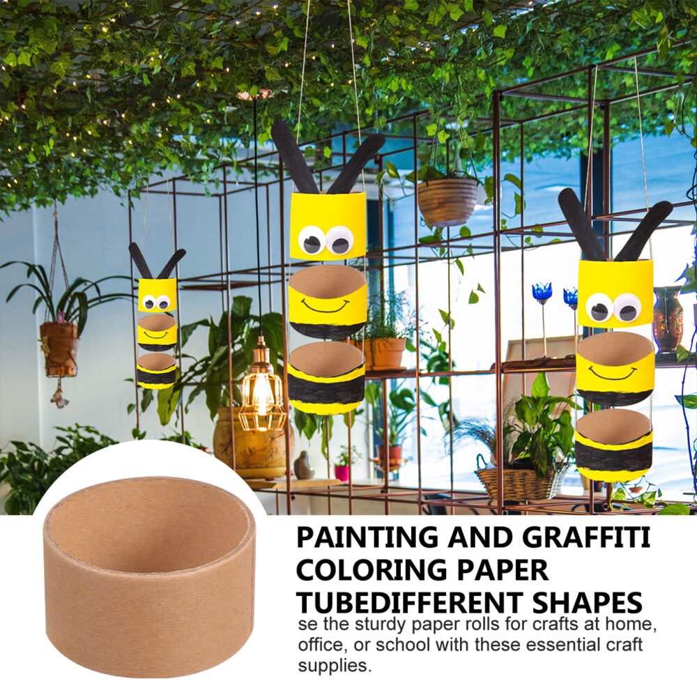 20Pcs Brown Cardboard Tubes Children Painting Paper Rolls DIY Accessories