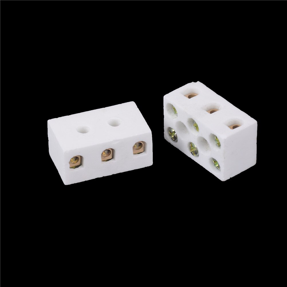 2 Pcs Ceramic Terminal 15A 3 Way Block 6 Hole Ceramic Porcelain Terminal Connector Blocks