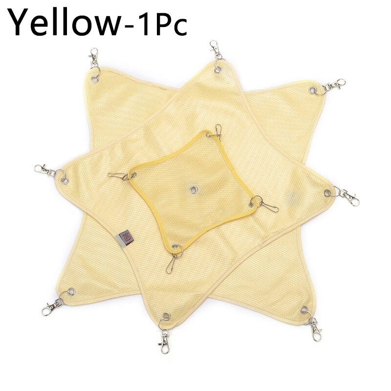Hanging Rodent Hammock Square Shape Summer Breathable Mesh Bed Hammock For Rat Hamster Ferret Small Animals Swing Toy: Yellow / S