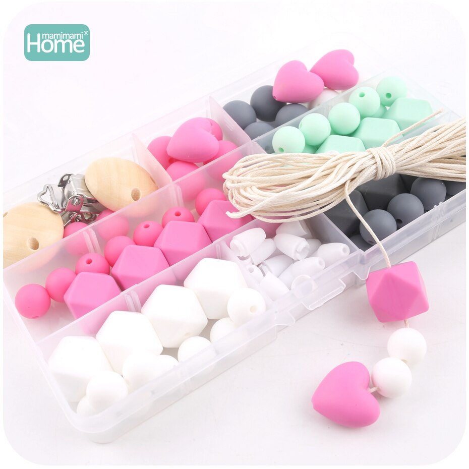 MamimamiHome Siliconen Hout Kralen Verpleging Ketting DIY Tandjes Kit Geometrische Hexagon Hout Kralen Tandjes Kettingen Baby Rammelaar