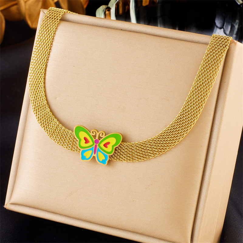 DIEYURO-collar de cadena gruesa de acero inoxidable 316L para mujer y niña, cadena para el cuello de nueva tendencia, de , joyería que no se decolora: Cobalto violeta