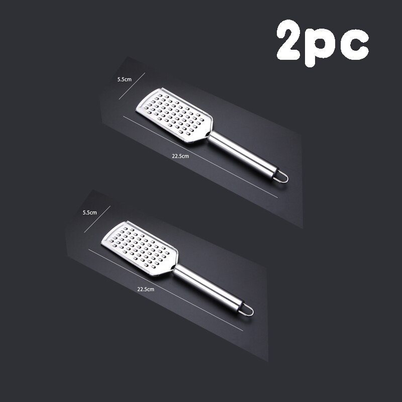Cheese Grater Stainless Steel Grater Peeler Citrus Ginger Garlic Slicer Long Handle Cheese Planer Shavings Knife Kitchen Tool: Silver-M-2PC