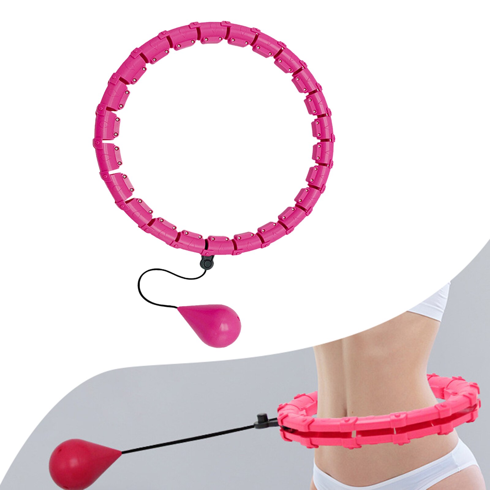 Smart Gewogen Hoepel 24 Knopen Buik Oefening Fitness Massage Hoepels Ring: Pink