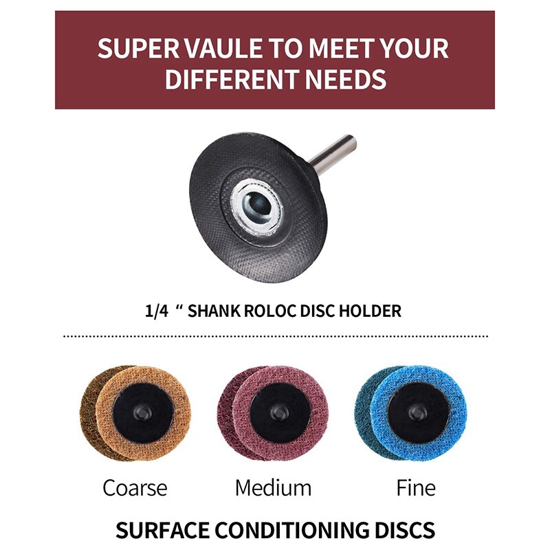 Sliphjulsats roloc snabbbytesskiva med 1/4 fästen för slipmaskin roloc skivlås luftslipmaskin tillbehör