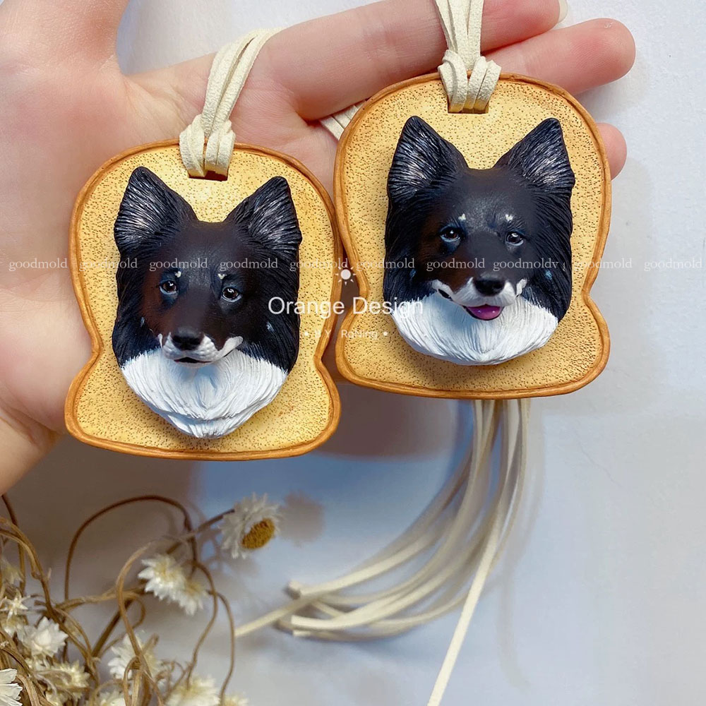 confine collie Testa di canna Stampo in silicone Sapone aroma Gesso Argilla Animale canna Compleanno Avatar Stampo per fondente Decorazione per presa d'aria per auto fai da te