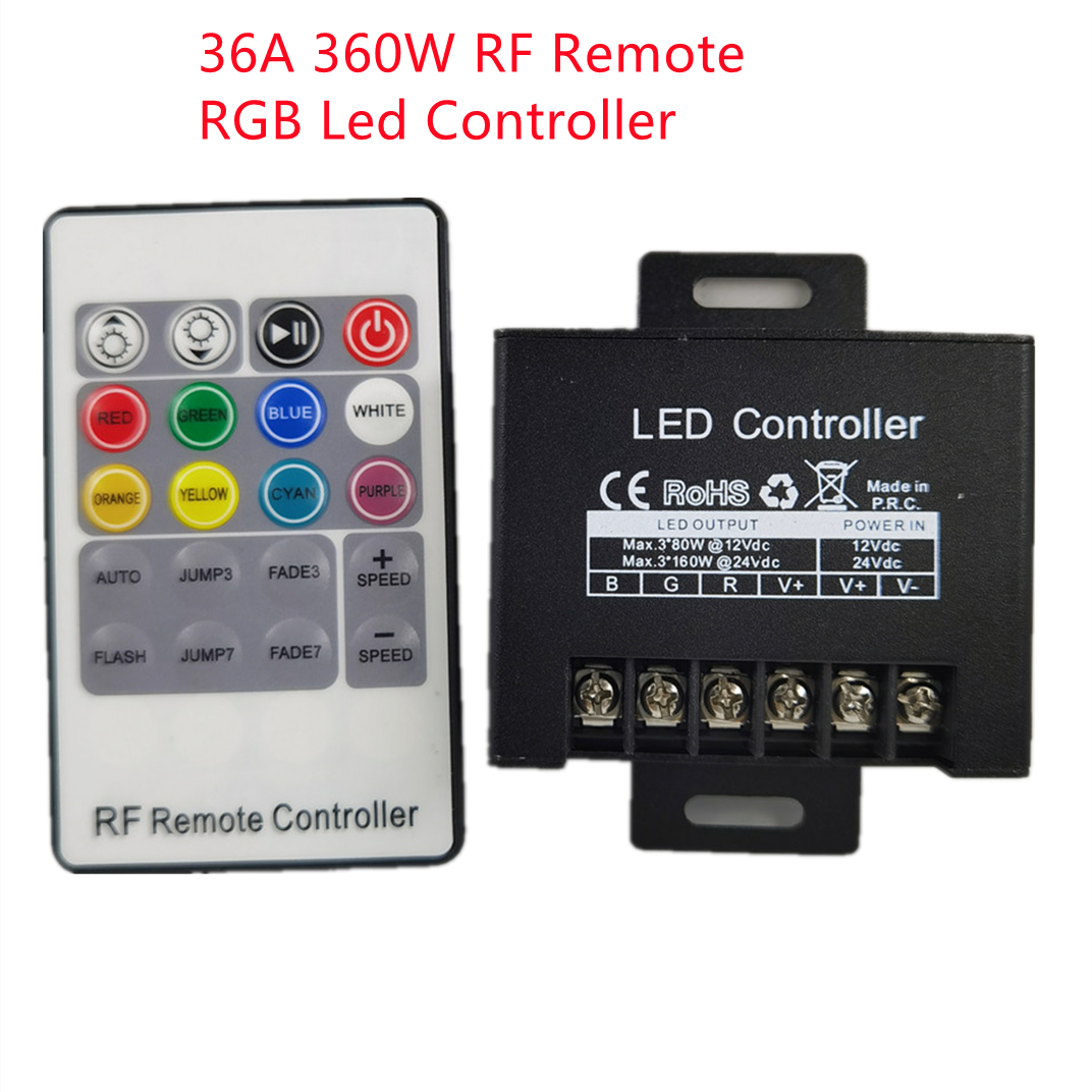 36A 360W Rf Afstandsbediening Rgb Led Controller 20 Toetsen Afstandsbediening Voor 3528 5050 Rgb Led Strip Verlichting DC12-24V