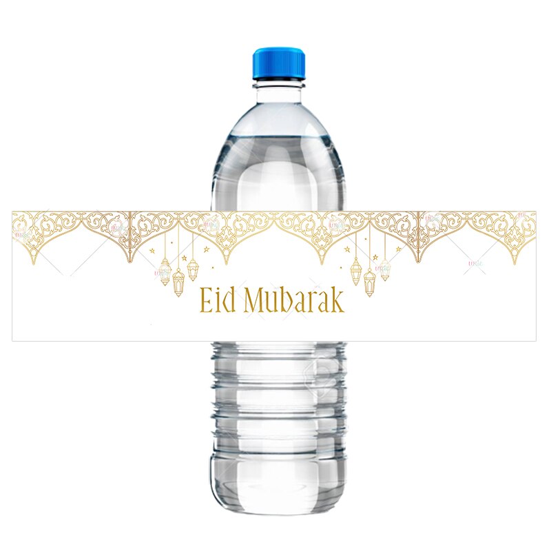 Étiquettes autocollantes Eid Mubarak, 20 pièces, pour décoration Eid al-fitr, pour bouteille d&#39;eau, pour fête musulmane islamique, pour bricolage: H