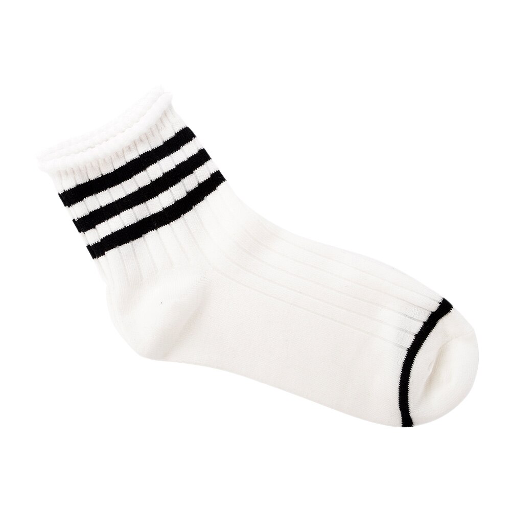 Kvinder pige stribede strømper sok varm elastisk ankel sokker flerfarvet: Hvid