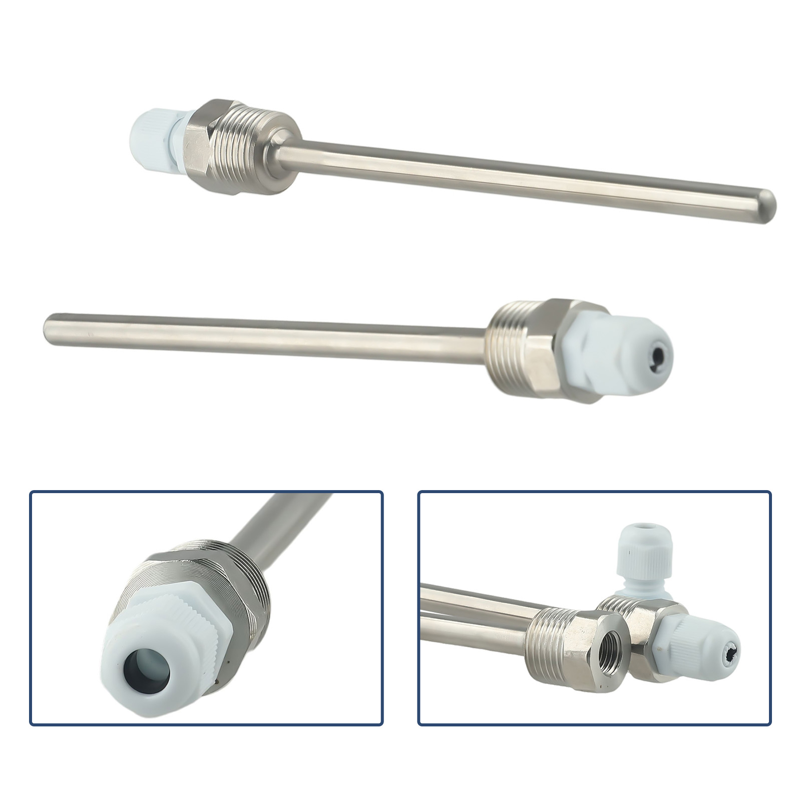 2 unidades de termopozo de acero inoxidable de 30-300 mm con rosca G de 1/2 pulgada máx. Presión PN40 para bolsillo de manga de inmersión del sensor de temperatura